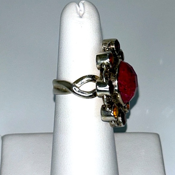 NWOT Sterling Silver Red Corundum Garnet Citrine Ring By Nicky Butler Bohemian - Picture 2 of 9